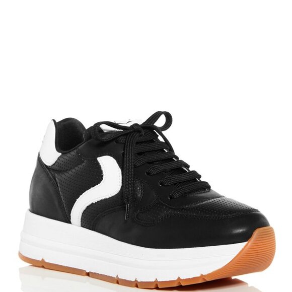 Voile Blanche Shoes - VOILE BLANCHE Platform Low Top Leather Sneakers Size Womens EU 41 Black